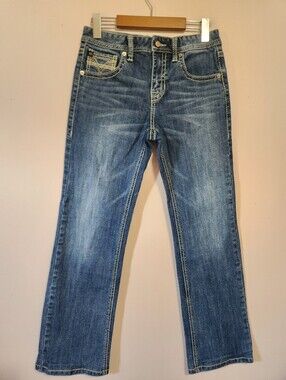 Rock & Roll Denim Boys BB Gun Western Bootcut Thick Stitch Embroidered Jeans